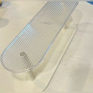 Clear Acrylic Tray on White Stand